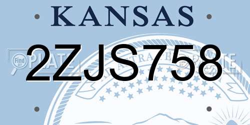 2ZJS758 Kansas License Plate