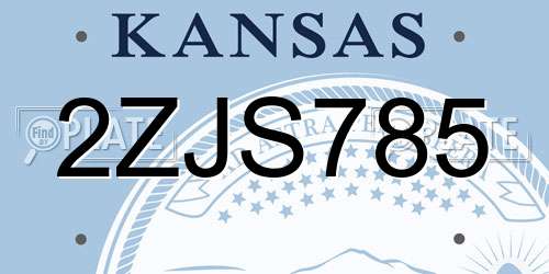 2ZJS785 Kansas License Plate