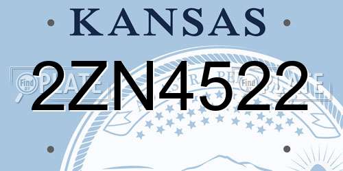 2ZN4522 Kansas License Plate