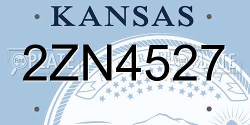 2ZN4527 Kansas License Plate