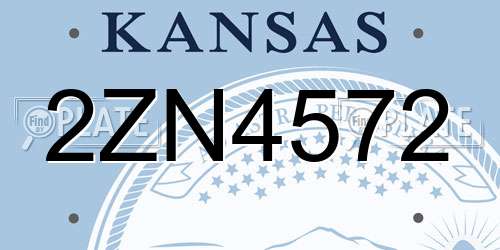 2ZN4572 Kansas License Plate