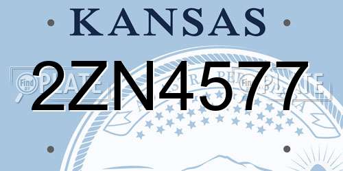 2ZN4577 Kansas License Plate