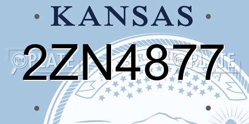 2ZN4877 Kansas License Plate