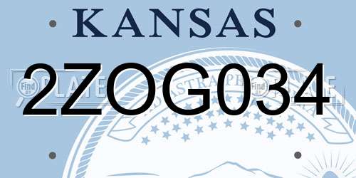2ZOG034 Kansas License Plate