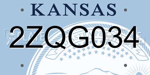 2ZQG034 Kansas License Plate