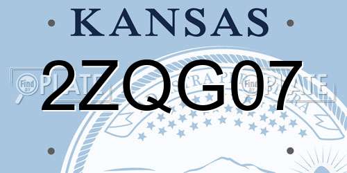 2ZQG07 Kansas License Plate