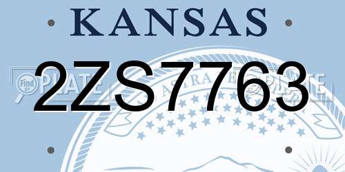 2ZS7763 Kansas License Plate