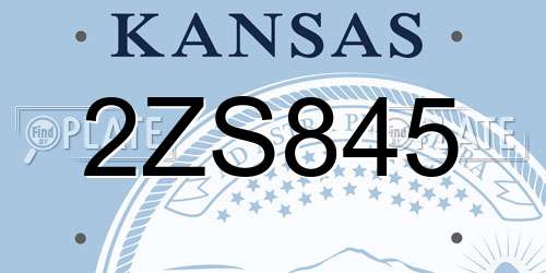 2ZS845 Kansas License Plate