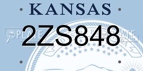 2ZS848 Kansas License Plate