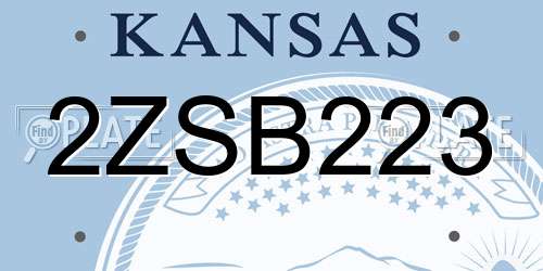 2ZSB223 Kansas License Plate