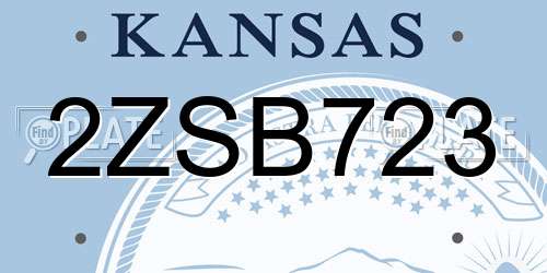 2ZSB723 Kansas License Plate