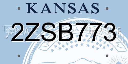 2ZSB773 Kansas License Plate