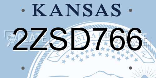 2ZSD766 Kansas License Plate