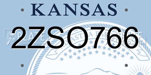 2ZSO766 Kansas License Plate