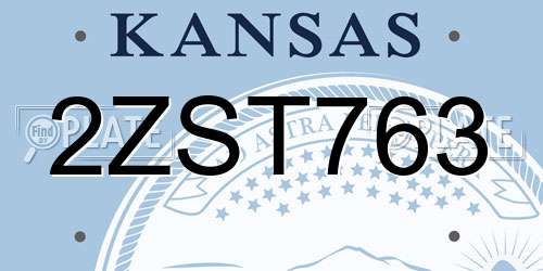 2ZST763 Kansas License Plate