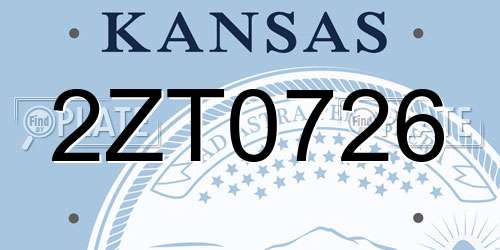 2ZT0726 Kansas License Plate