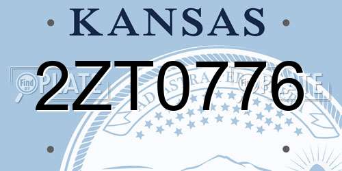 2ZT0776 Kansas License Plate
