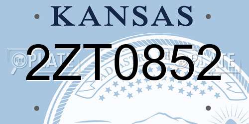 2ZT0852 Kansas License Plate
