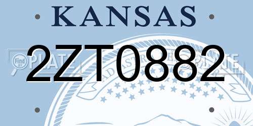 2ZT0882 Kansas License Plate