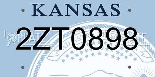 2ZT0898 Kansas License Plate