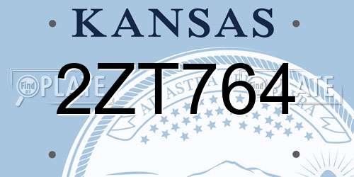 2ZT764 Kansas License Plate