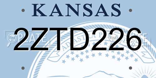 2ZTD226 Kansas License Plate