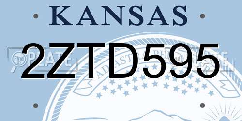 2ZTD595 Kansas License Plate