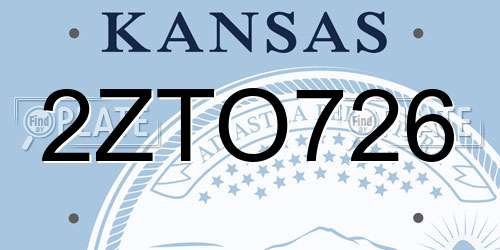 2ZTO726 Kansas License Plate