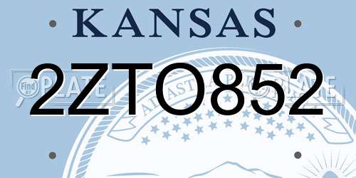 2ZTO852 Kansas License Plate