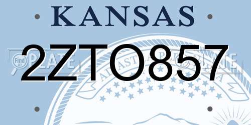 2ZTO857 Kansas License Plate