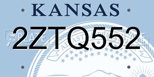 2ZTQ552 Kansas License Plate