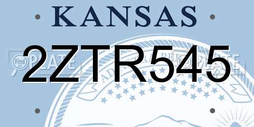 2ZTR545 Kansas License Plate