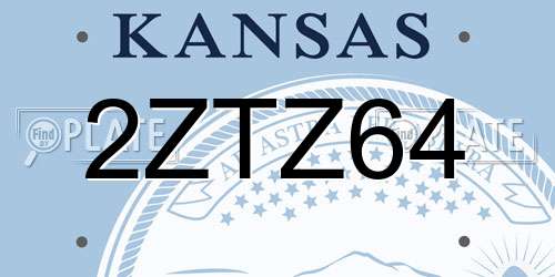 2ZTZ64 Kansas License Plate