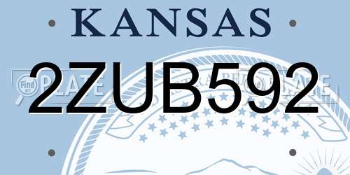 2ZUB592 Kansas License Plate