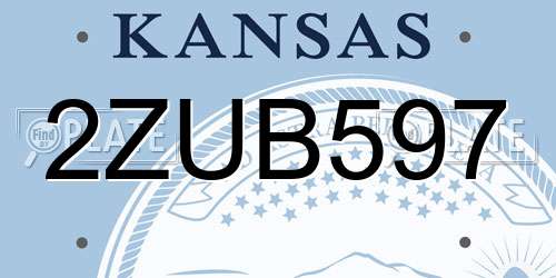 2ZUB597 Kansas License Plate