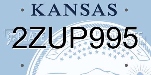 2ZUP995 Kansas License Plate
