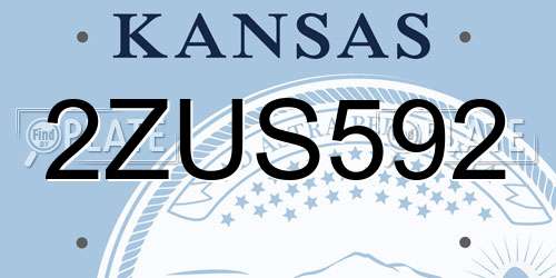 2ZUS592 Kansas License Plate