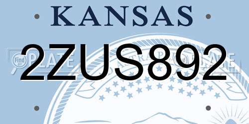 2ZUS892 Kansas License Plate