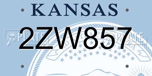 2ZW857 Kansas License Plate