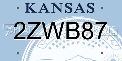 2ZWB87 Kansas License Plate