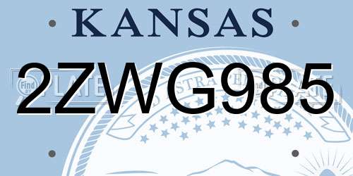 2ZWG985 Kansas License Plate