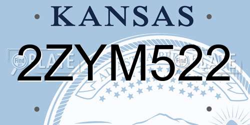 2ZYM522 Kansas License Plate