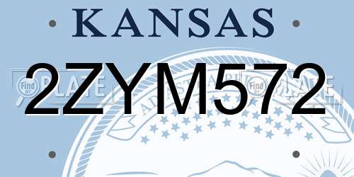 2ZYM572 Kansas License Plate