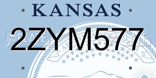 2ZYM577 Kansas License Plate