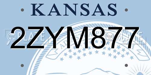 2ZYM877 Kansas License Plate