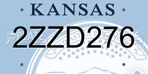 2ZZD276 Kansas License Plate