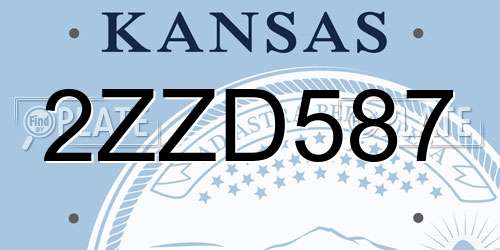 2ZZD587 Kansas License Plate