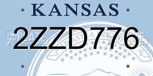 2ZZD776 Kansas License Plate