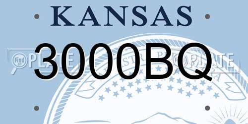 3000BQ Kansas License Plate
