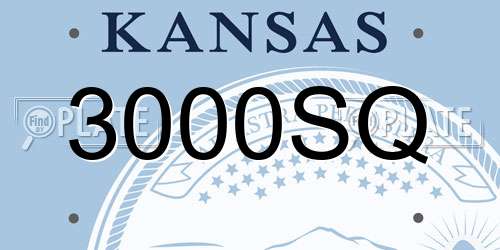 3000SQ Kansas License Plate